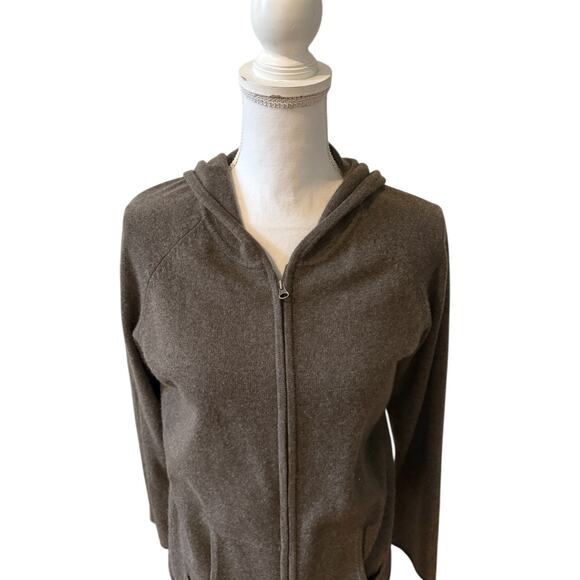 Sundance Cashmere Hooded Cardigan Sweater Mocha Brown M - Picture 3 of 7